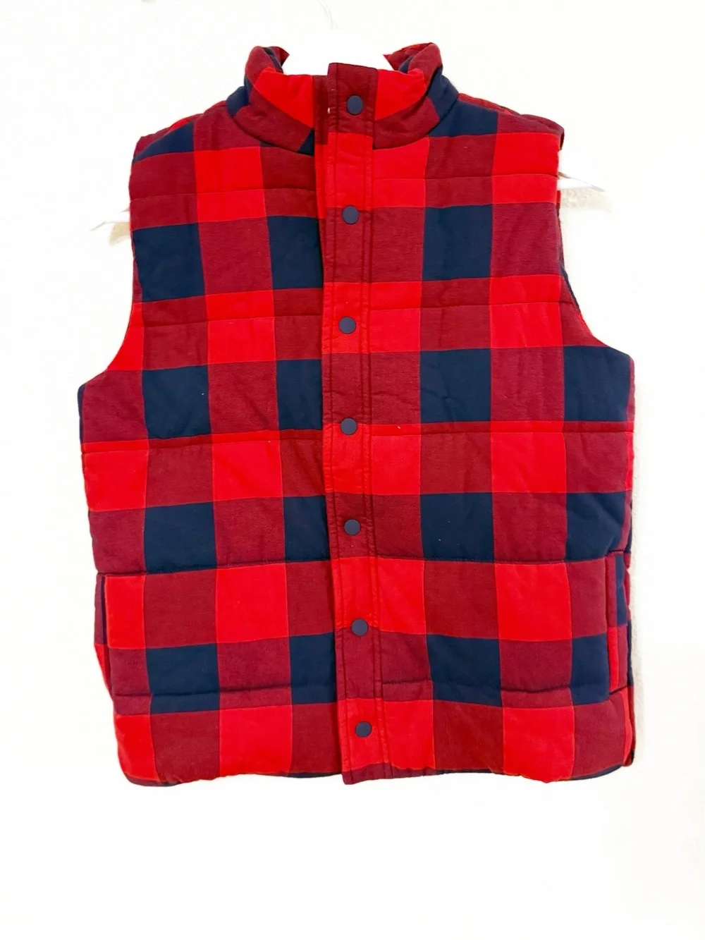Janie and Jack Buffalo Plaid Boys Snap Front Padded Puffy Cotton Vest Size 10-12